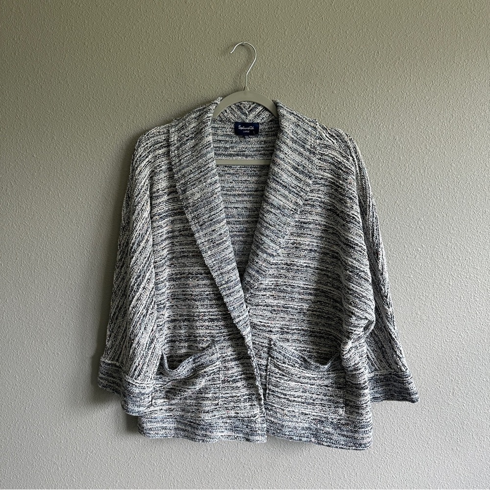 Splendid Gray and White Cardigan Oversized Sweater Jacket Large